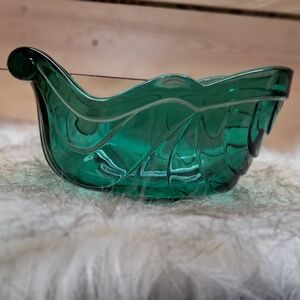 Rare Fenton Emerald Green Christmas Holiday Glass Sleigh